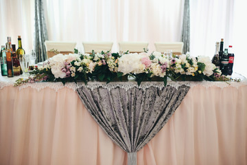 The luxury table for wedding in restaurant