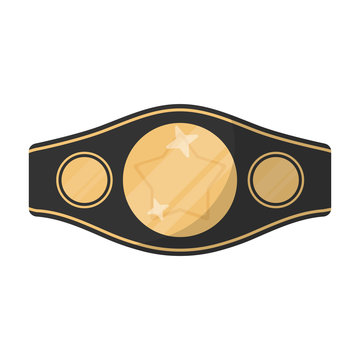 Boxing championship belt icon in cartoon style isolated on white background. Boxing symbol stock vector illustration.