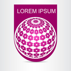 Logo stylized spherical surface with abstract shapes