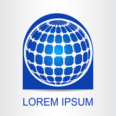 Logo stylized spherical surface with abstract shapes