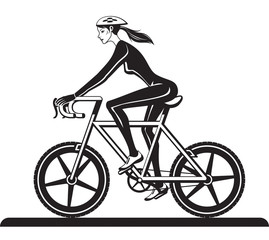 Fototapeta na wymiar Sporty girl training with bicycle - vector illustration