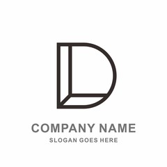 Monogram Letter D 3D Outline Room Space Interior Architecture Business Company Stock Vector Logo Design Template