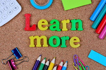Learn more words on cork board