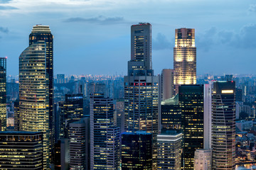 Fototapeta na wymiar Panoramic View of Singapore at Dusk