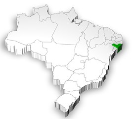 Brazilian map with Alagoas state highlighted
