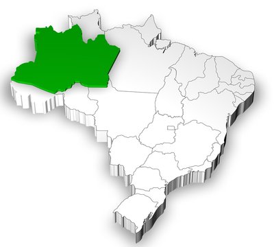 Brazilian map with Amazonas state highlighted