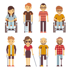 Disabled persons vector flat icons