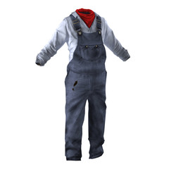 Worker Clothes on white. 3D illustration