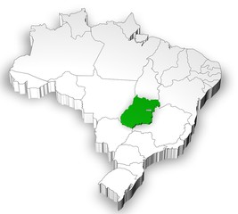 Brazilian map with Goias state highlighted