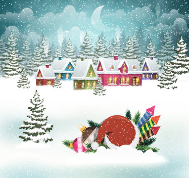 Christmas winter village scene