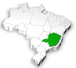 Brazilian map with Minas Gerais state highlighted