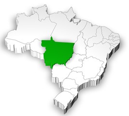Brazilian map with Mato Grosso state highlighted