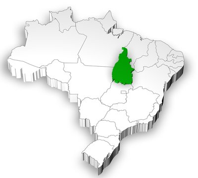 Brazilian map with Tocantins state highlighted