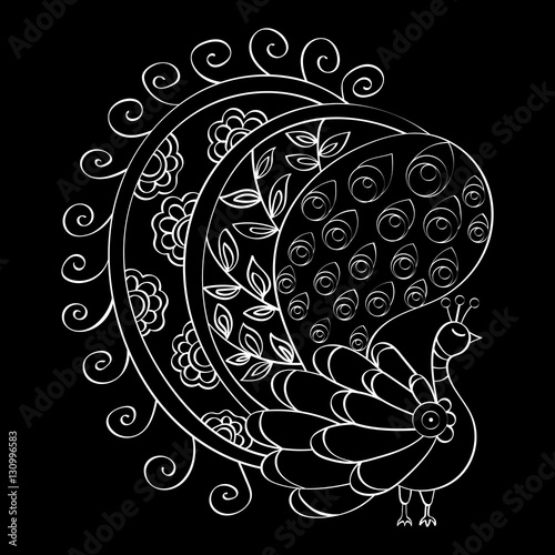 Download "Hand-drawn vector mandala, indian peacock" Stock image ...