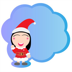 Cute baby girl Santa claus vector