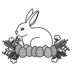 Rabbit and eggs icon. Happy easter spring decoration and holiday theme. Isolated design. Vector illustration