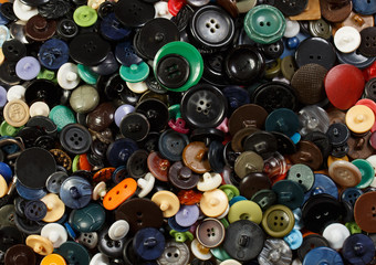 Lot of colorful plastic clothing buttons