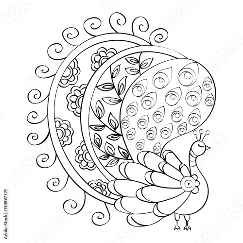 Download "Hand-drawn vector mandala, indian peacock" Stock image ...
