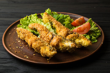 Tasty baked fish on plate