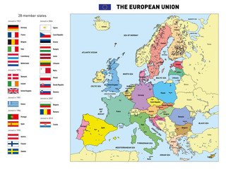 Fototapeta premium Mapa wektorowa Unii Europejskiej