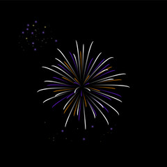 Fireworks on dark background, vector illustration