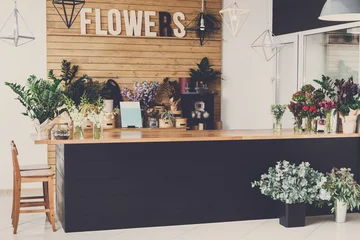 Papier Peint photo Lavable Fleuriste Intérieur du magasin de fleurs, petite entreprise du studio de design floral