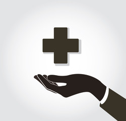 hand holding medical icon vector