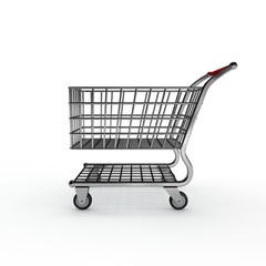 Empty shopping cart. Isolated on white background. 3D rendering