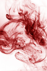 Toxic fumes movement on a white background..Red smoke movement o