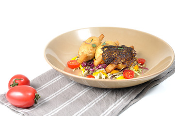 Fried Shrimp with Sugar Cane lay on vegetable salad, CHAO TOM