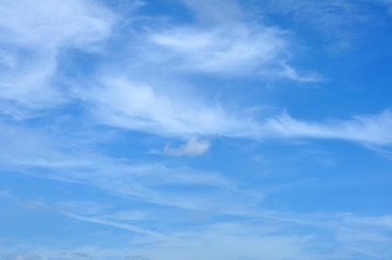 Blue sky with fluffy cloud on fresh day, relaxing and rest.