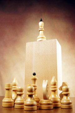 Leader. Chess king on the top. Conceptual image with chess piece
