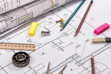 technical drawing detail and several drawing tools.