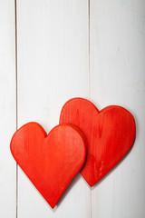 Heart on a white wooden background