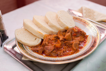 Hungarian goulash with dumplings