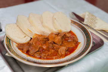 Hungarian goulash with dumplings