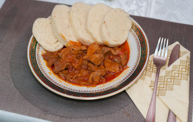 Hungarian goulash with dumplings