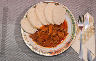 Hungarian goulash with dumplings