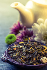 Aromatic tea with flowers