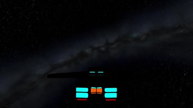 Spaceship Flying in Nebula in Galaxy Outer Space 3D Animation