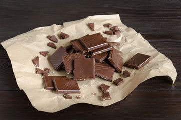 Pieces of dark and milk chocolate