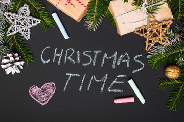 Christmas wishes written in chalk on a blackboard - Christmas Time