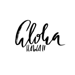 Conceptual hand drawn phrase Aloha. Lettering design for posters, t-shirts, cards, invitations, stickers, banners, advertisement. Vector illustration.