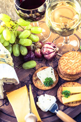 Oat crackers with cheese selection