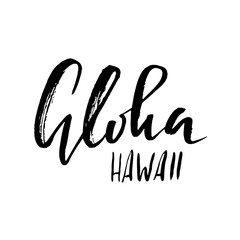 Conceptual hand drawn phrase Aloha. Lettering design for posters, t-shirts, cards, invitations, stickers, banners, advertisement. Vector illustration.