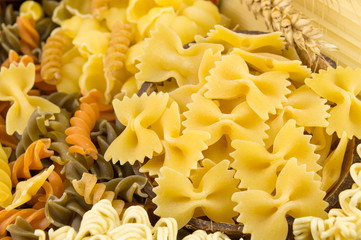 various kinds of uncooked pasta