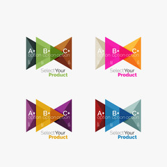 Set of triangle infographic layouts with text and options