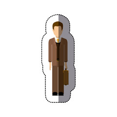 Man with suitcase icon. Male avatar person people and human theme. Isolated design. Vector illustration