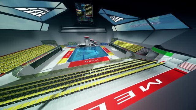 Diving Pool Arena Professional Sport Complex Cinematic 3D Animation