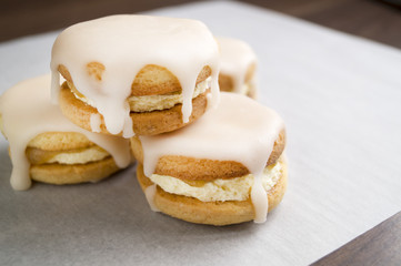 Homemade cookies and frosting.